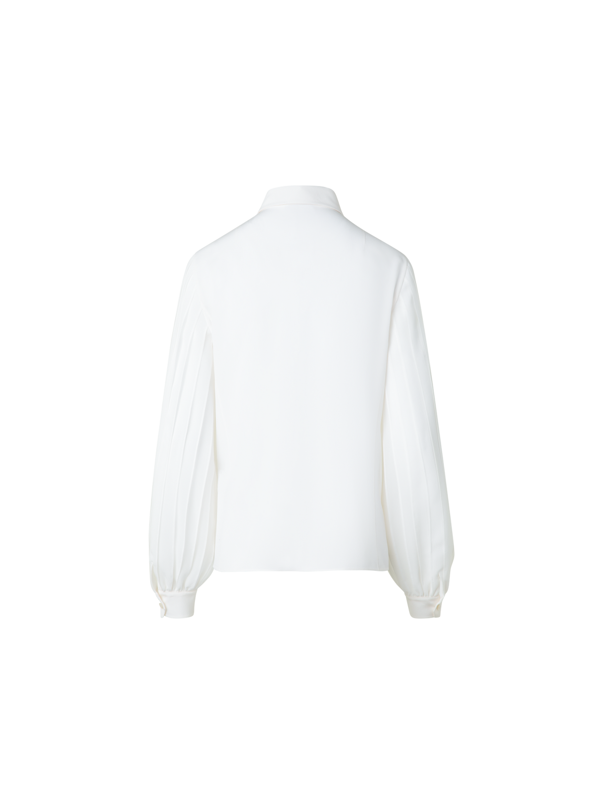 Designer Seidenbluse mit Schleifenärmeln - Ecru - Weiss