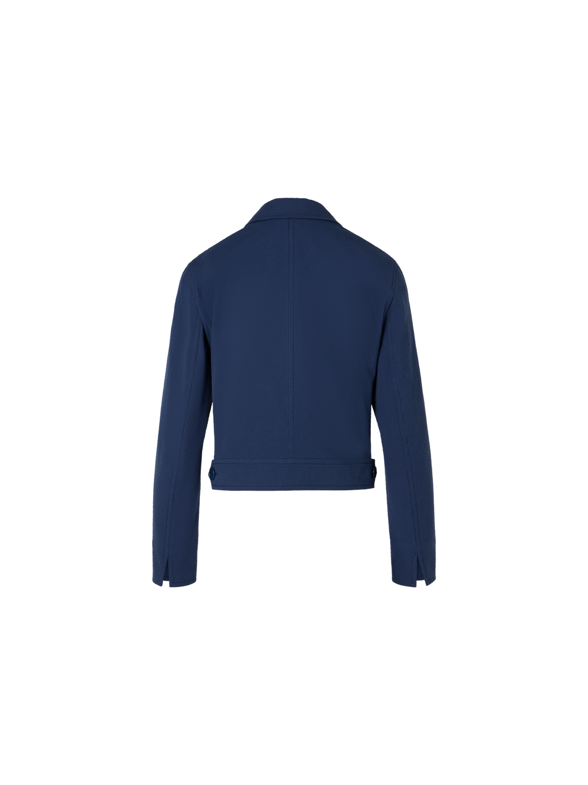 Designer Kastige Jacke aus Baumwoll-Stretch-Seersucker mit Revers - Dunkelblau - Blau