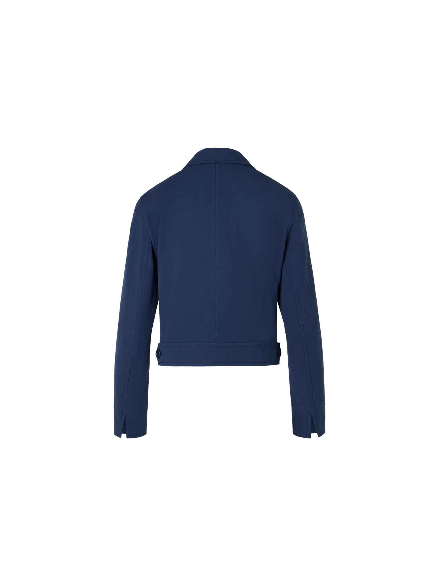 Designer Kastige Jacke aus Baumwoll-Stretch-Seersucker mit Revers - Dunkelblau - Blau