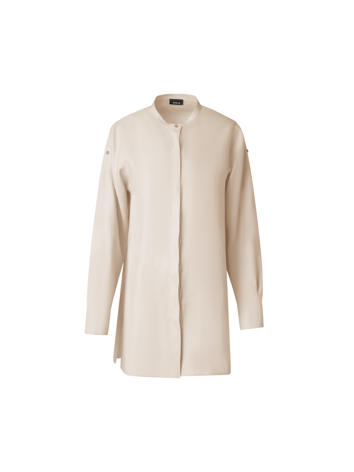 Designer Oversize Leinen-Tunika-Bluse - Beige