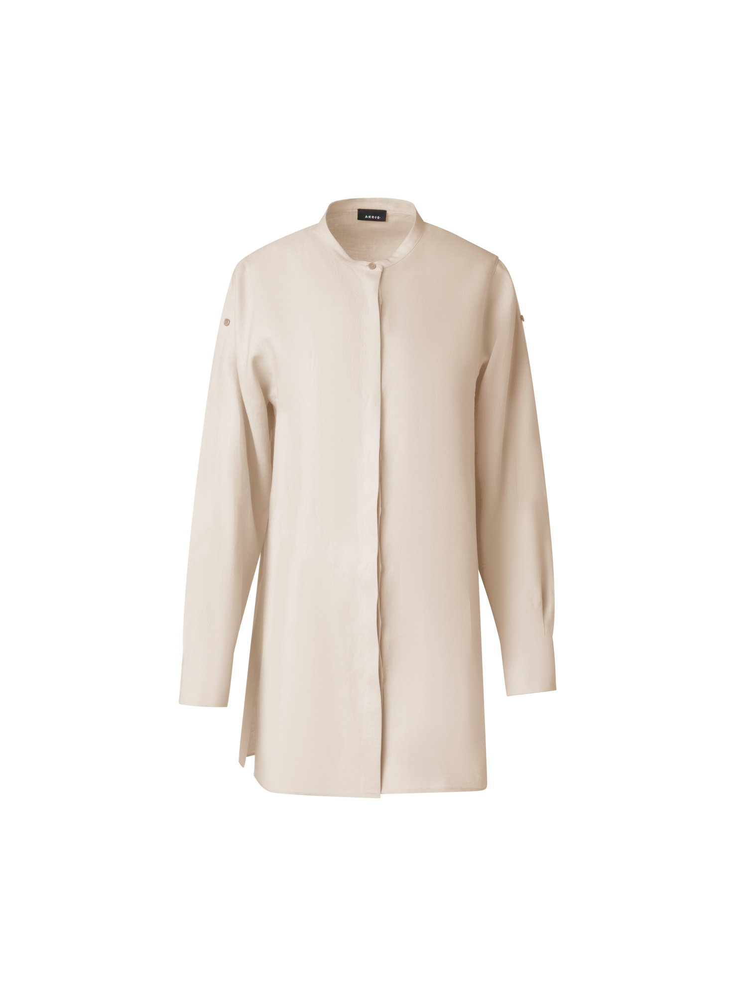 Designer Oversize Leinen-Tunika-Bluse - Beige