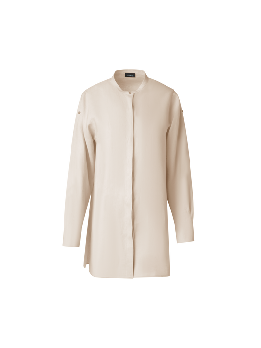 Designer Oversize Leinen-Tunika-Bluse - Beige