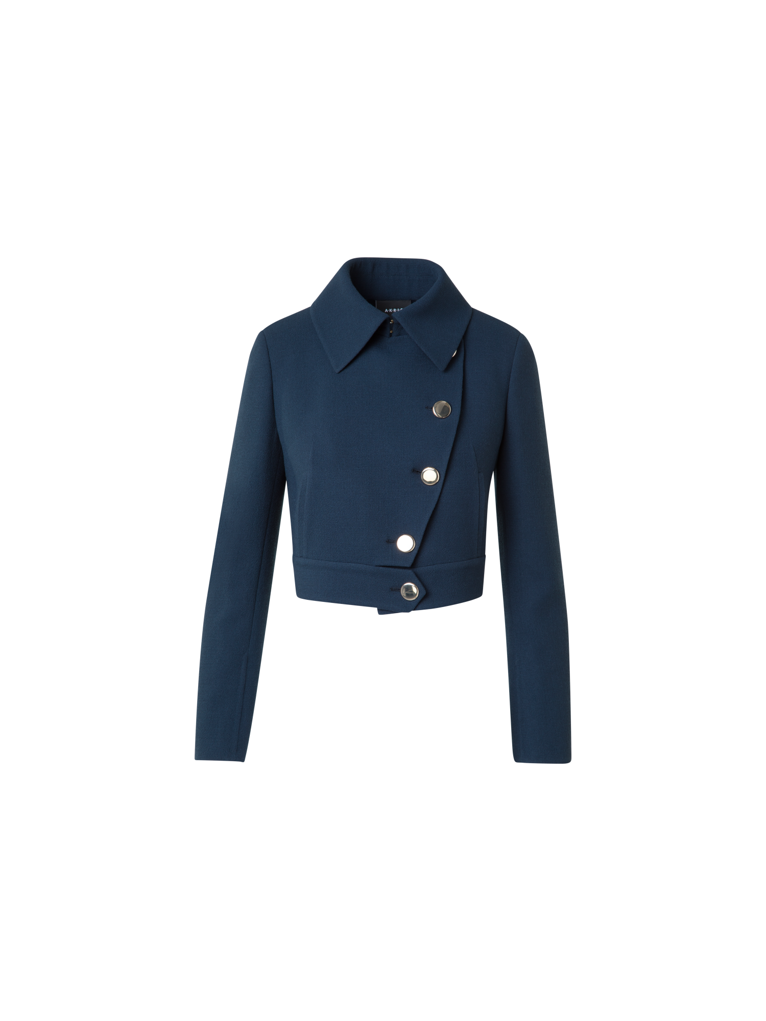 Designer Asymmetrische Kurzjacke aus Woll-Doubleface - Dunkelblau - Blau