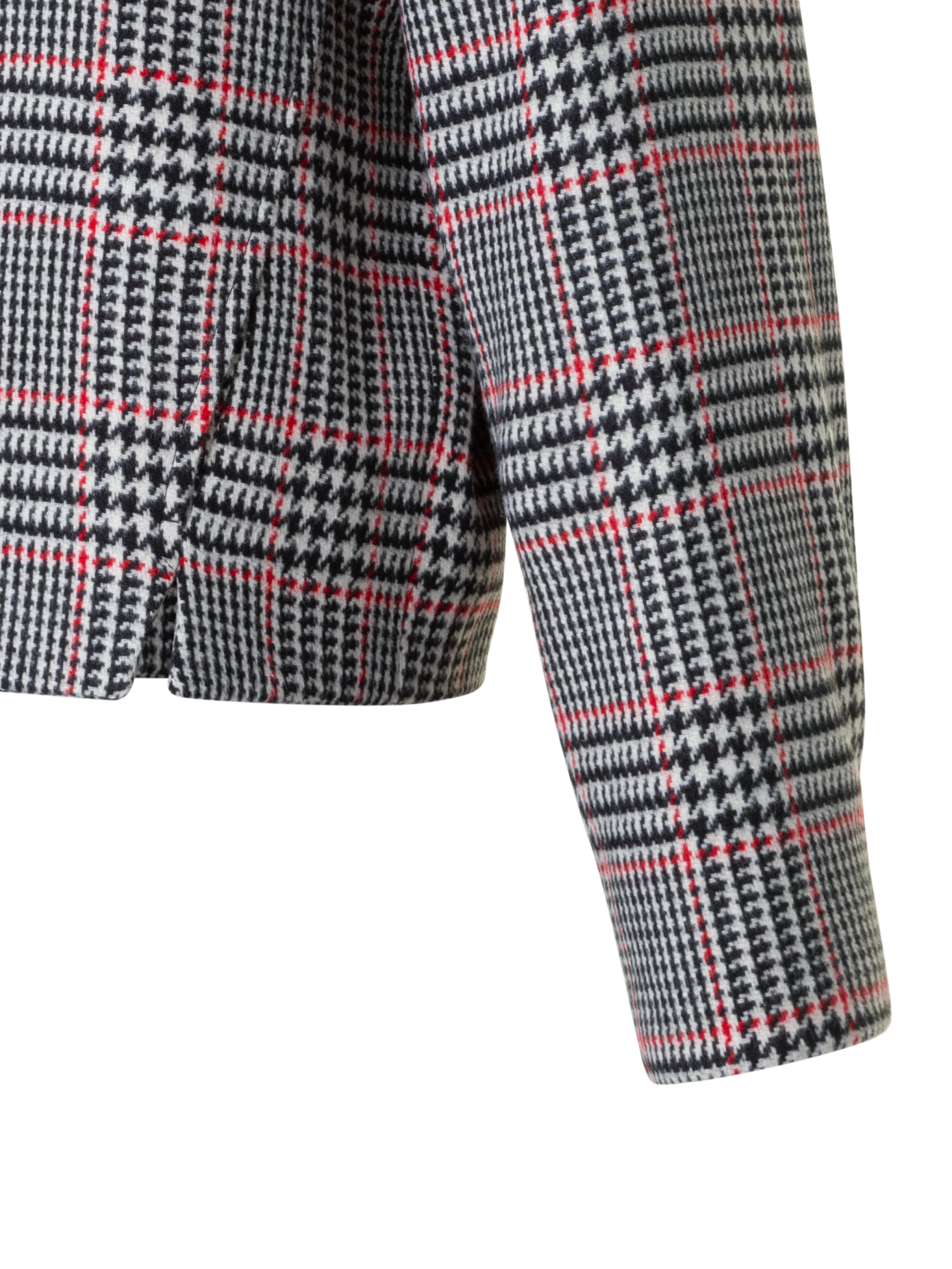 Designer Glencheck Tweed Jacke mit Imitat Leder Kragen - Schwarz - Bunt