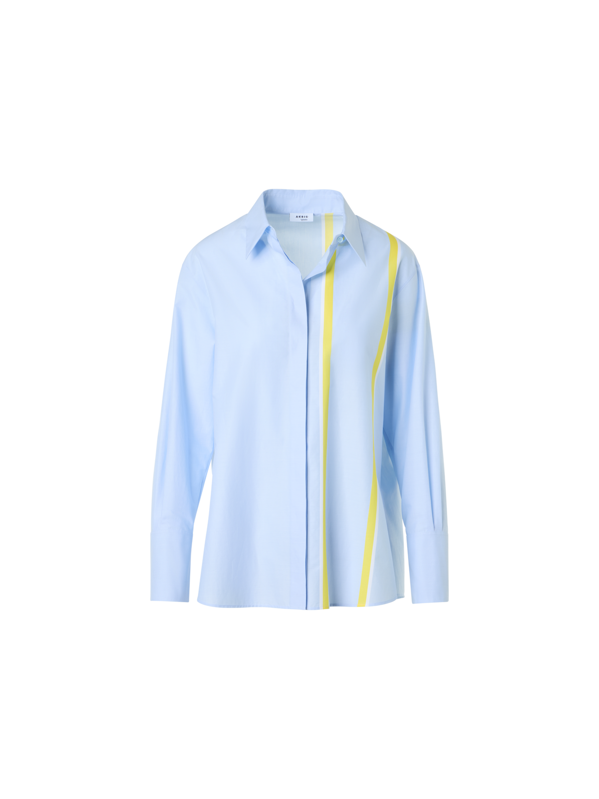 Designer Gestreifte Hemdbluseaus Baumwoll-Chambray - Blau