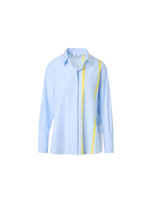 Designer Gestreifte Hemdbluseaus Baumwoll-Chambray - Blau