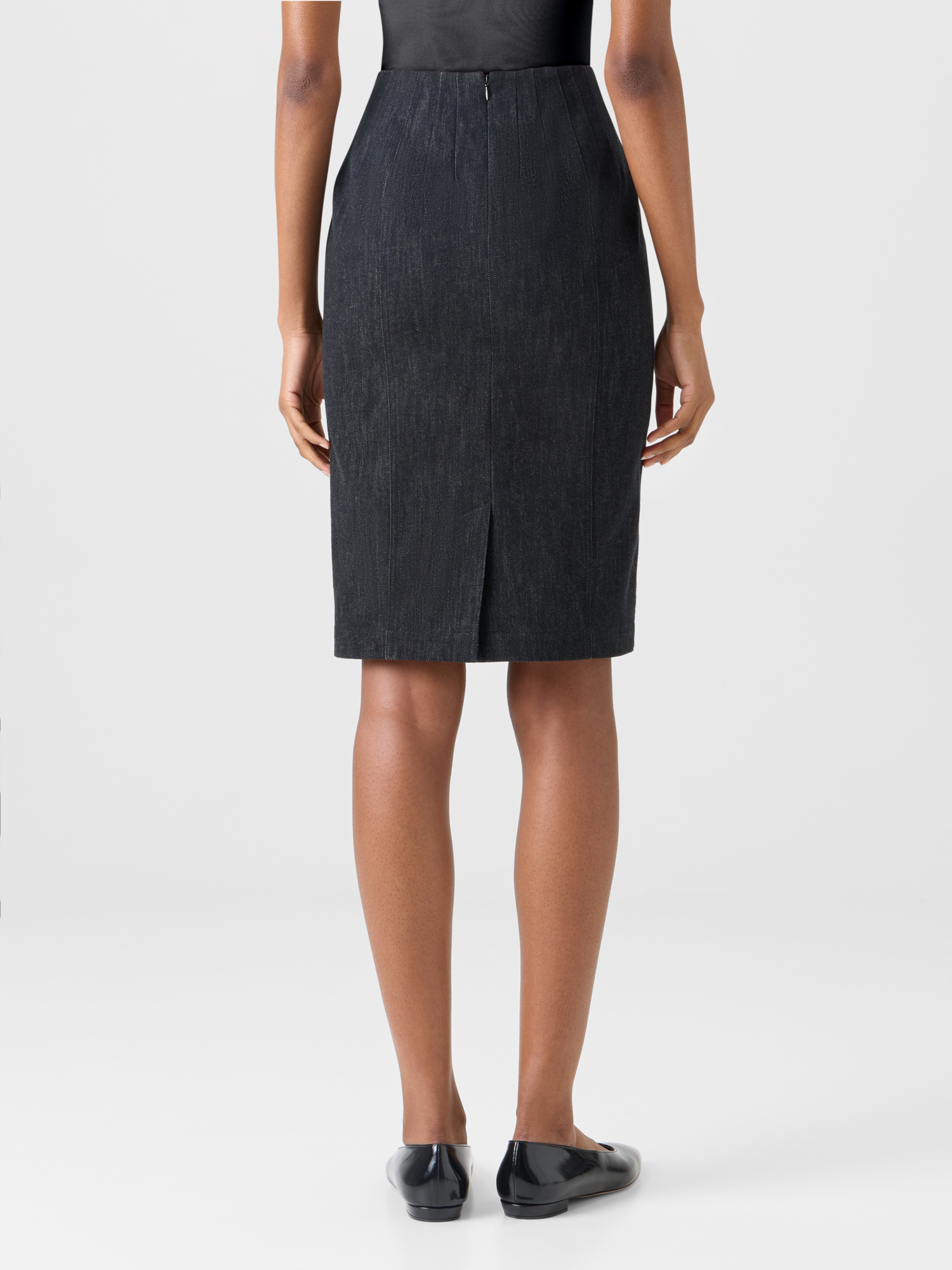 Designer Bleistiftrock aus Denim - Schwarz 
