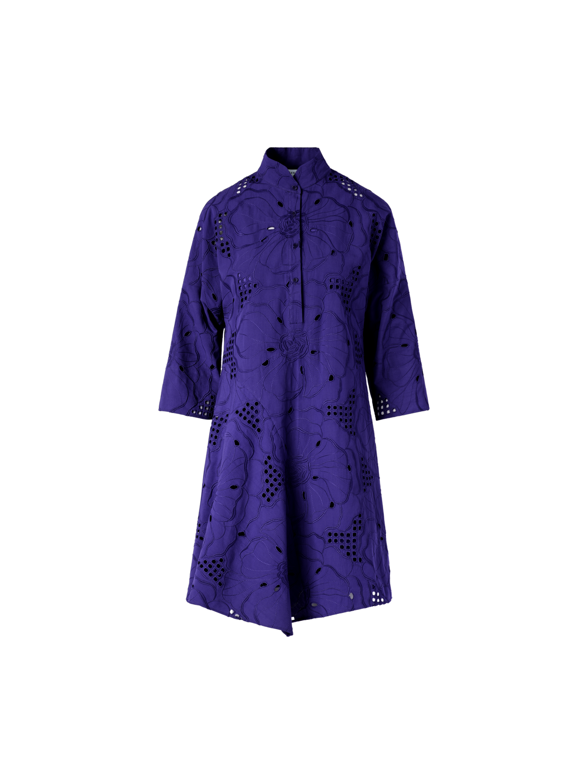 Designer Zipfelkleid mit Blumen-Lochstickerei - Violett