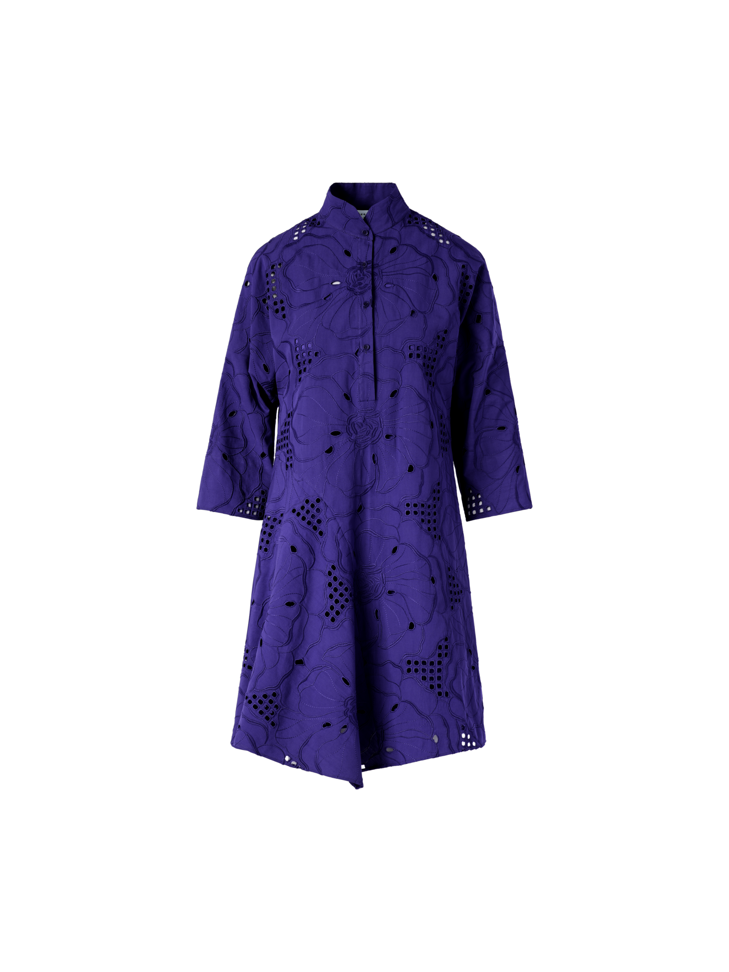 Designer Zipfelkleid mit Blumen-Lochstickerei - Violett