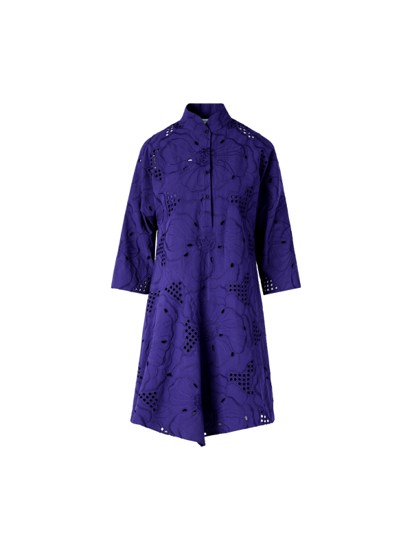 Designer Zipfelkleid mit Blumen-Lochstickerei - Violett