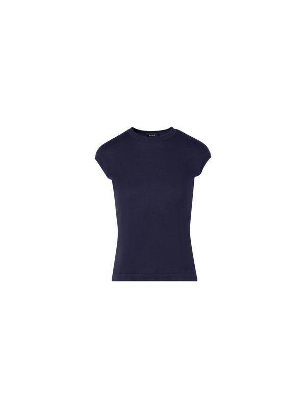 Designer Stricktop mit Flügelärmeln aus Sea-Island-Baumwolle - Dunkelblau