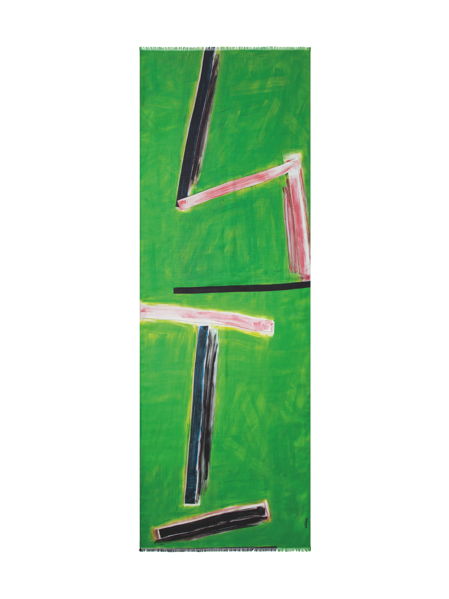 Designer Schal aus Kaschmir und Seide mit W.T.-Druck - Grün