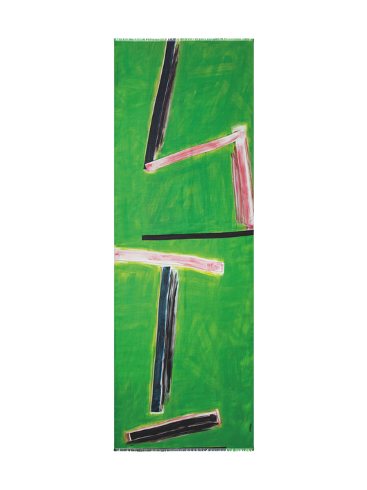 Designer Schal aus Kaschmir und Seide mit W.T.-Druck - Grün