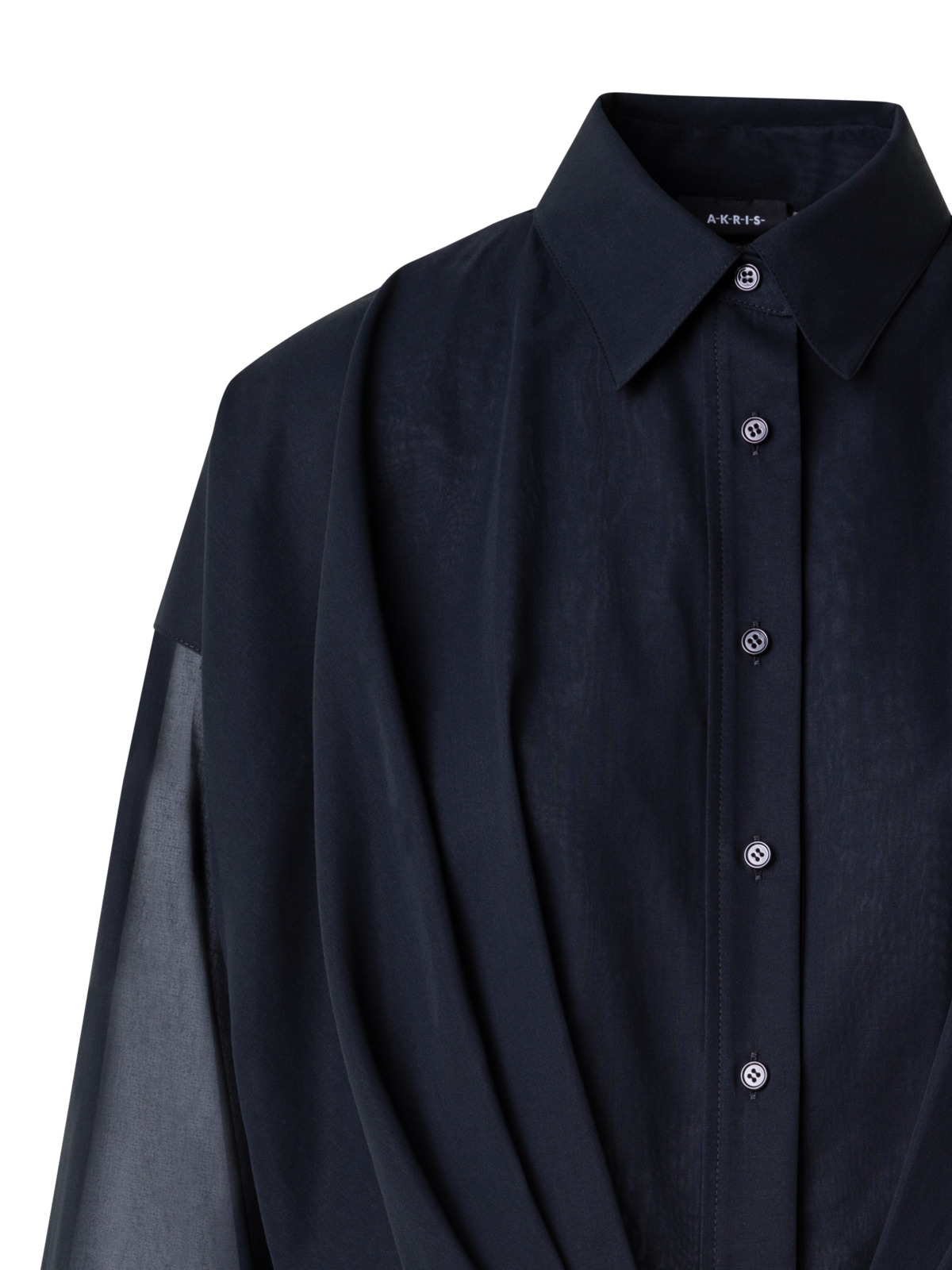 Designer Kurze Baumwoll-Bluse mit weiten Ärmeln - Schwarz