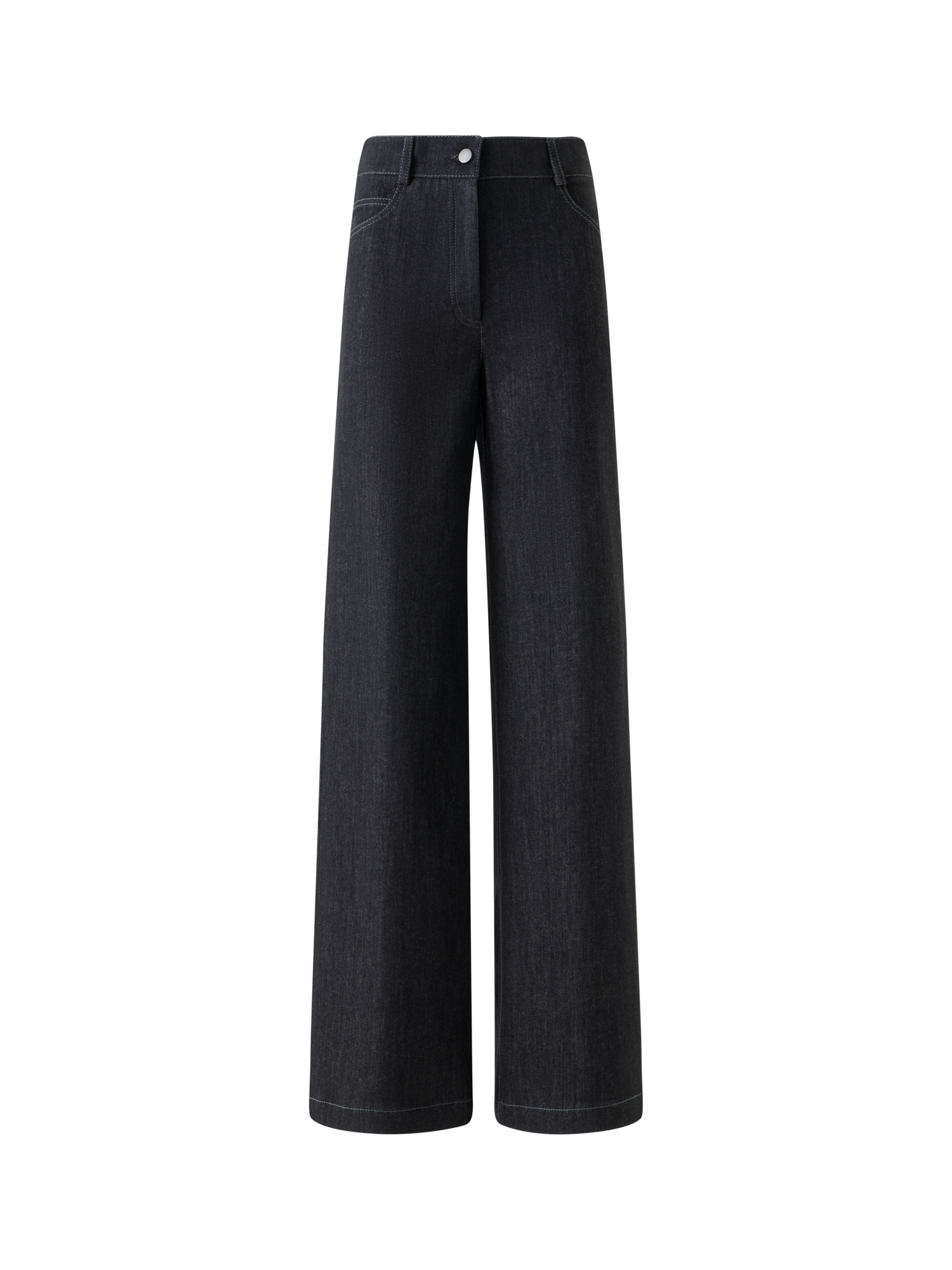 Designer Weite Stretch Baumwoll Denim Hose - Schwarz