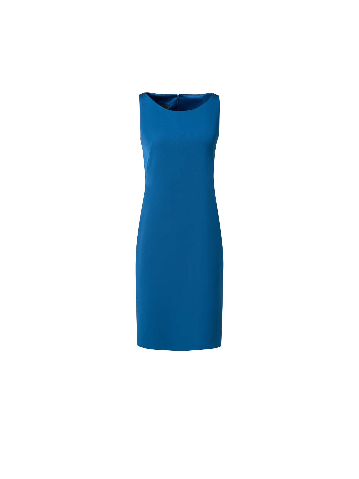 Designer Etuikleid aus Seiden-Crêpe Stretch - Blau