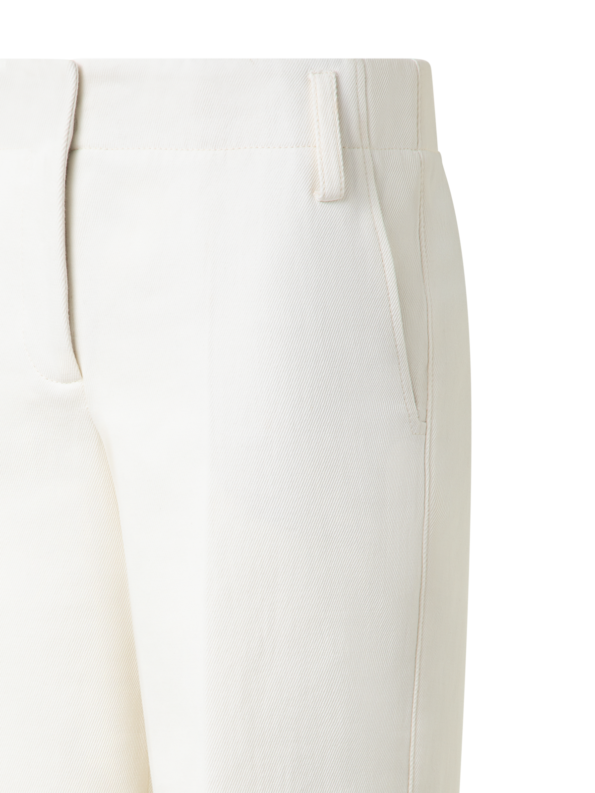 Designer Cropped Hose aus Baumwoll-Gabardine-Stretch - Ecru - Weiss