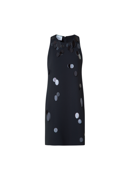 Designer Festes Laser Cut Minikleid mit Dropping Dots - Schwarz