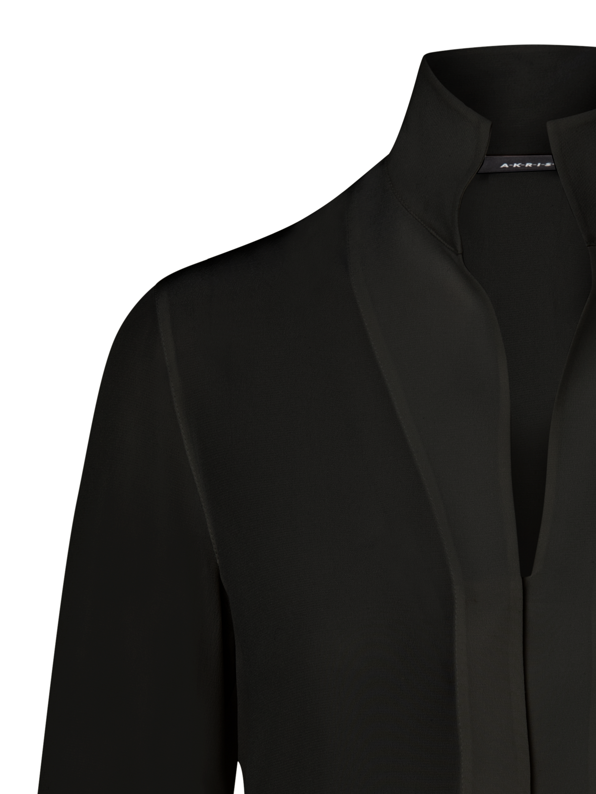 Designer Seidenbluse mit Stehkragen - Schwarz
