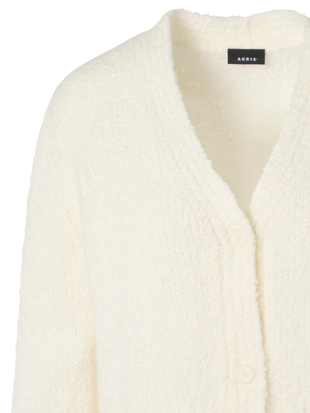 Designer Kurze Strickjacke aus Kaschmir-Seide-Bouclé - Ecru