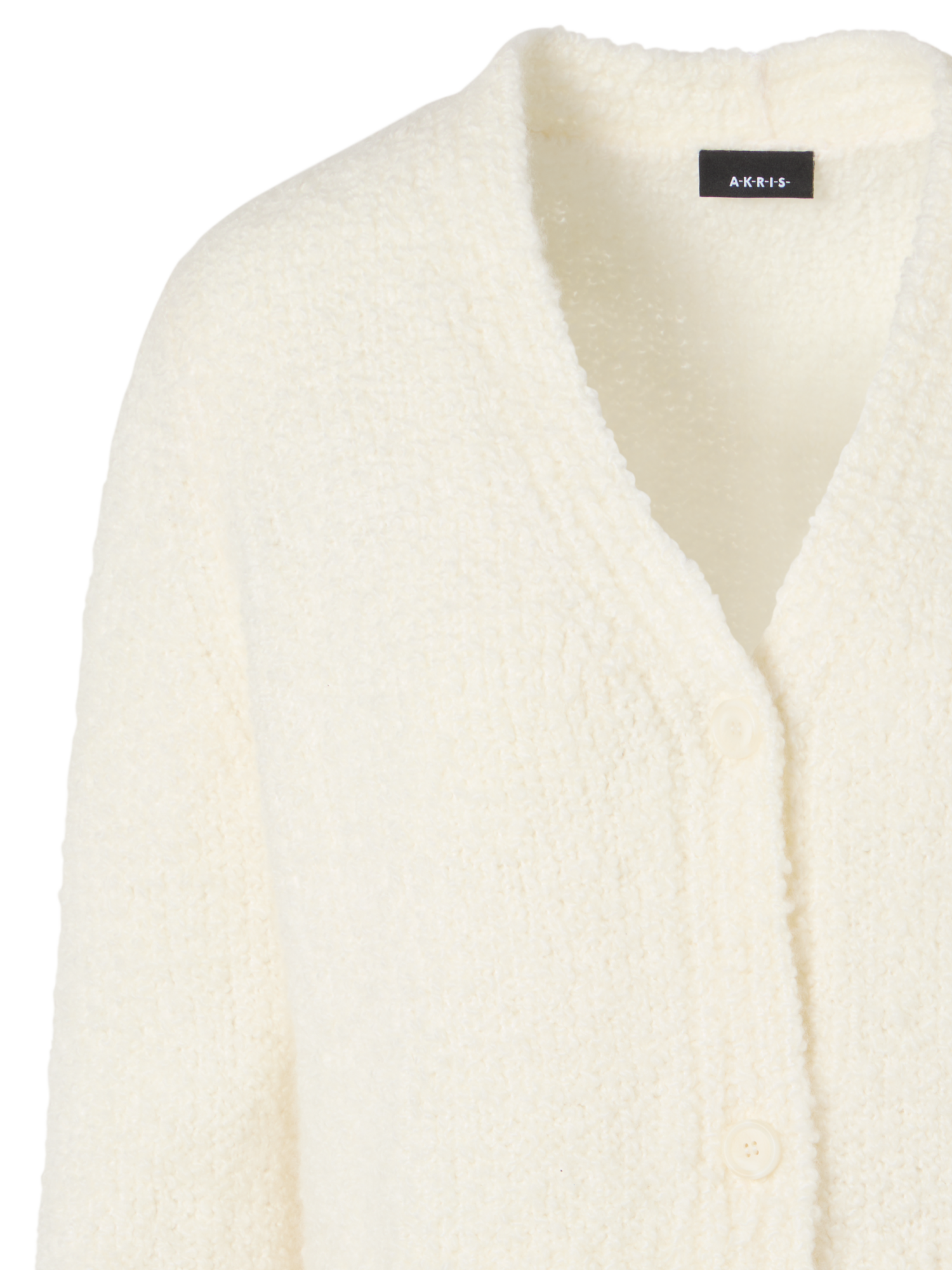 Designer Kurze Strickjacke aus Kaschmir-Seide-Bouclé - Ecru