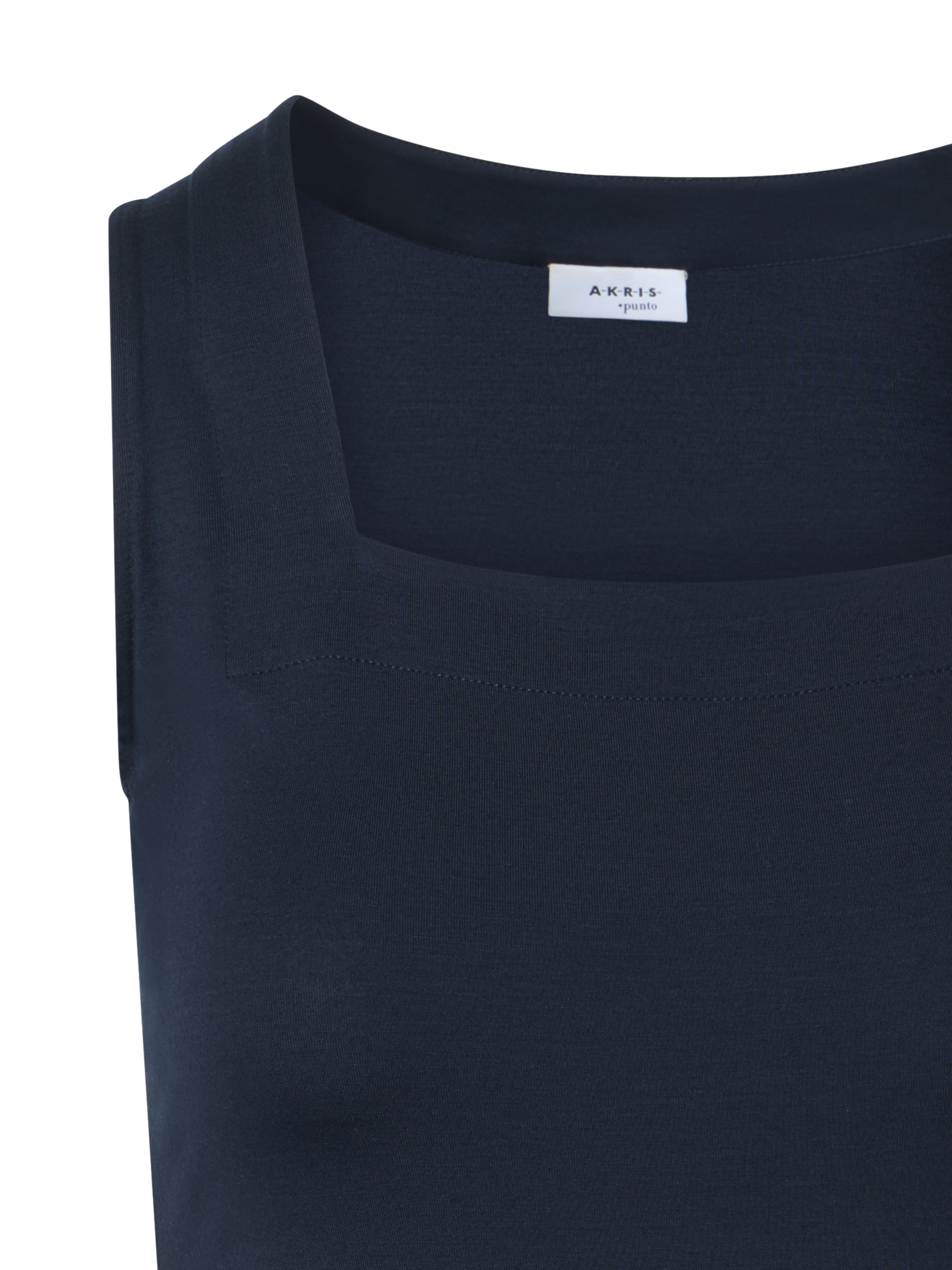 Designer Tailliertes Modal-Stretch-Top mit Karree-Ausschnitt - Dunkelblau - Blau