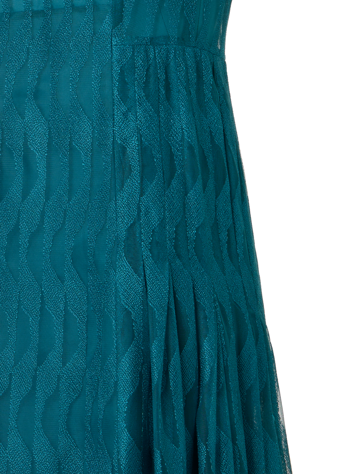 Designer Ärmelloses Midi-Kleid mit High Plains Stickerei auf Tüll - Grün