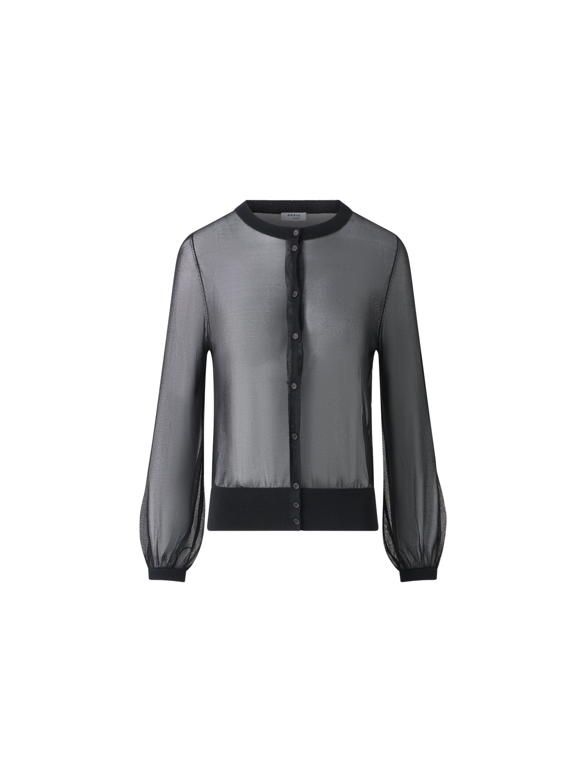 Designer Transparenter Cropped-Strick-Cardigan - Schwarz