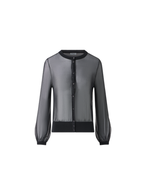 Designer Transparenter Cropped-Strick-Cardigan - Schwarz