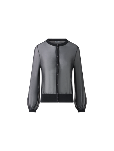 Designer Transparenter Cropped-Strick-Cardigan - Schwarz