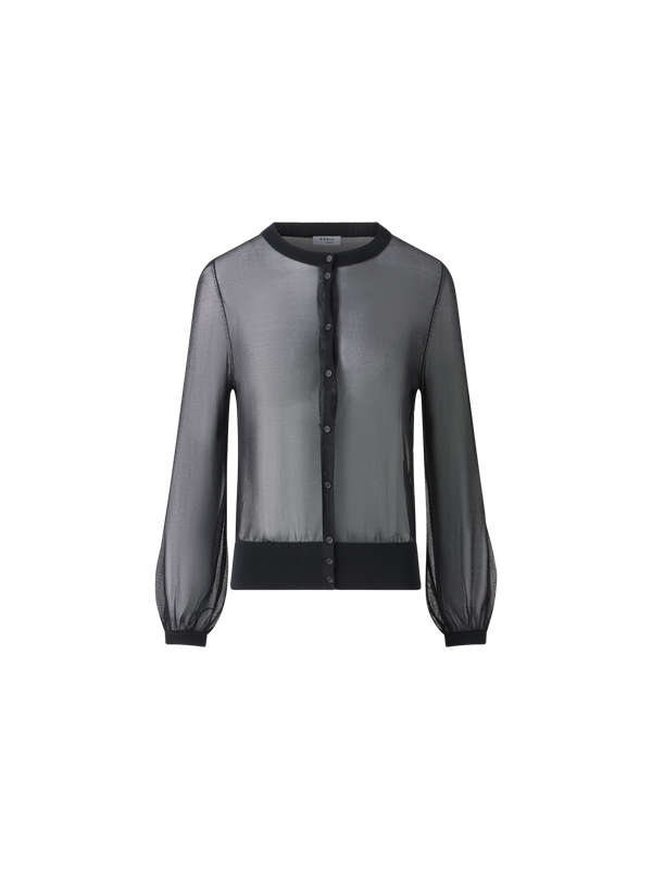Designer Transparenter Cropped-Strick-Cardigan - Schwarz