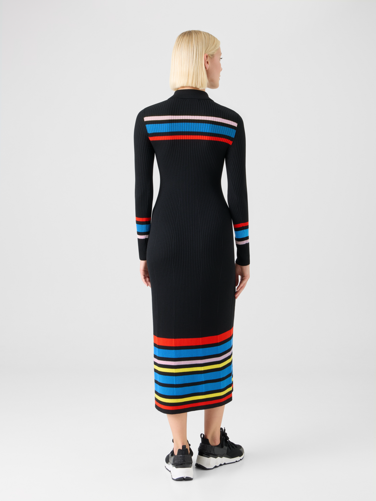 Designer Polokleid aus Rippen Strick im Colour-Block Design #editorial