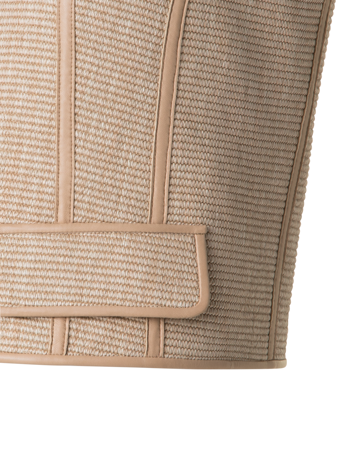 Designer Gilet aus weichem Baumwoll-Raffia und Leder - Beige