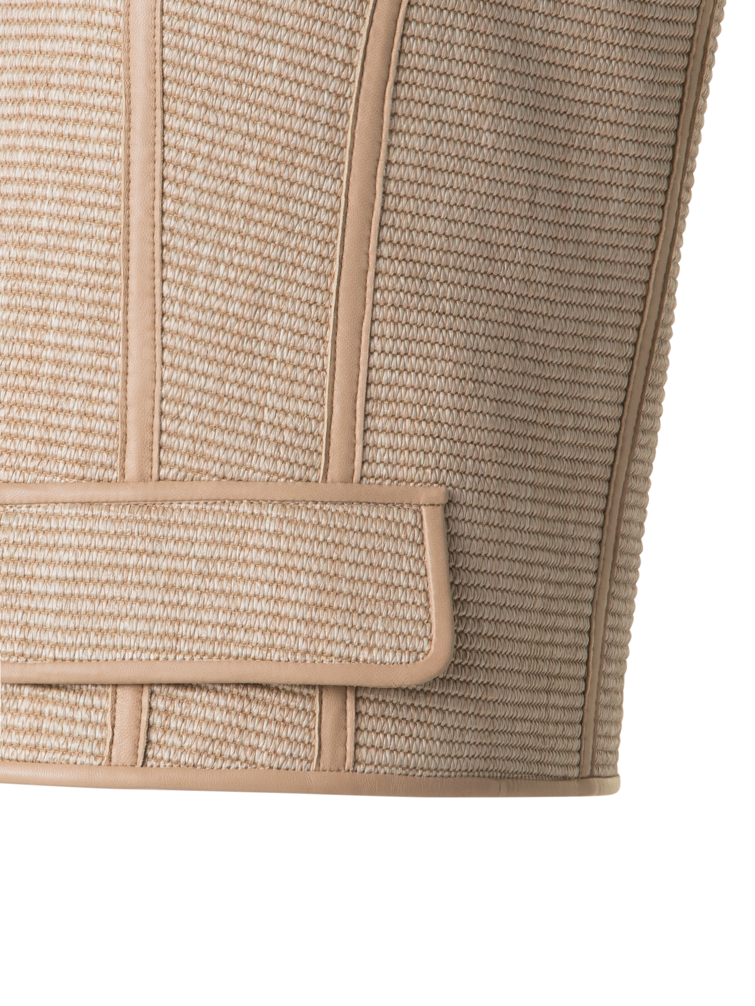 Designer Gilet aus weichem Baumwoll-Raffia und Leder - Beige