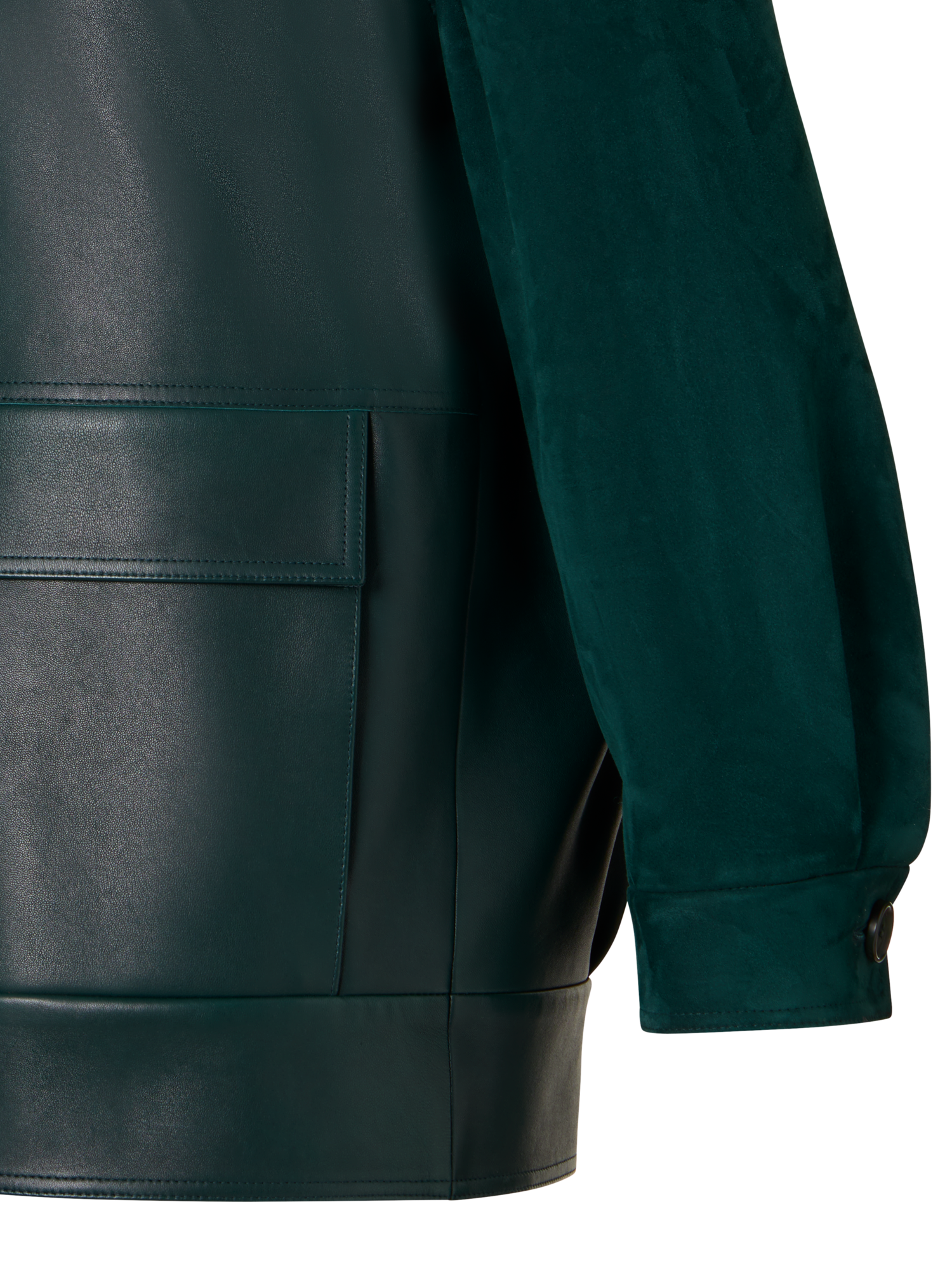 Designer Veloursleder-Blouson mit Nappaleder-Gilet - Grün