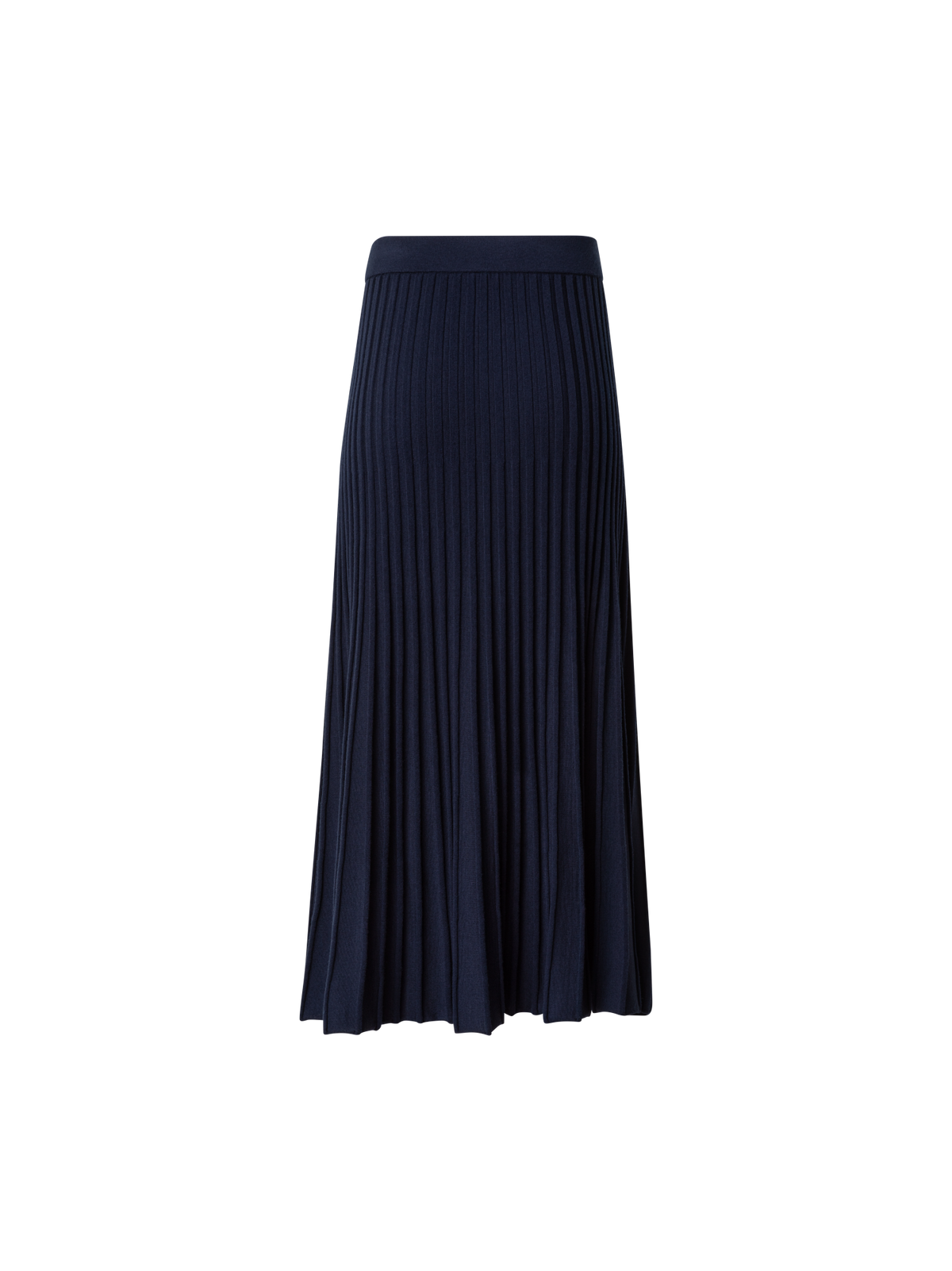 Designer Strickrock mit Falten aus gerippter Merinowolle - Dunkelblau - Blau