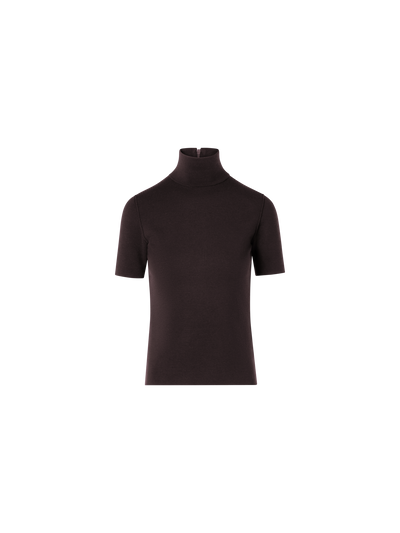 Designer Kurzarm-Pullover aus Woll-Milano-Strick - Braun