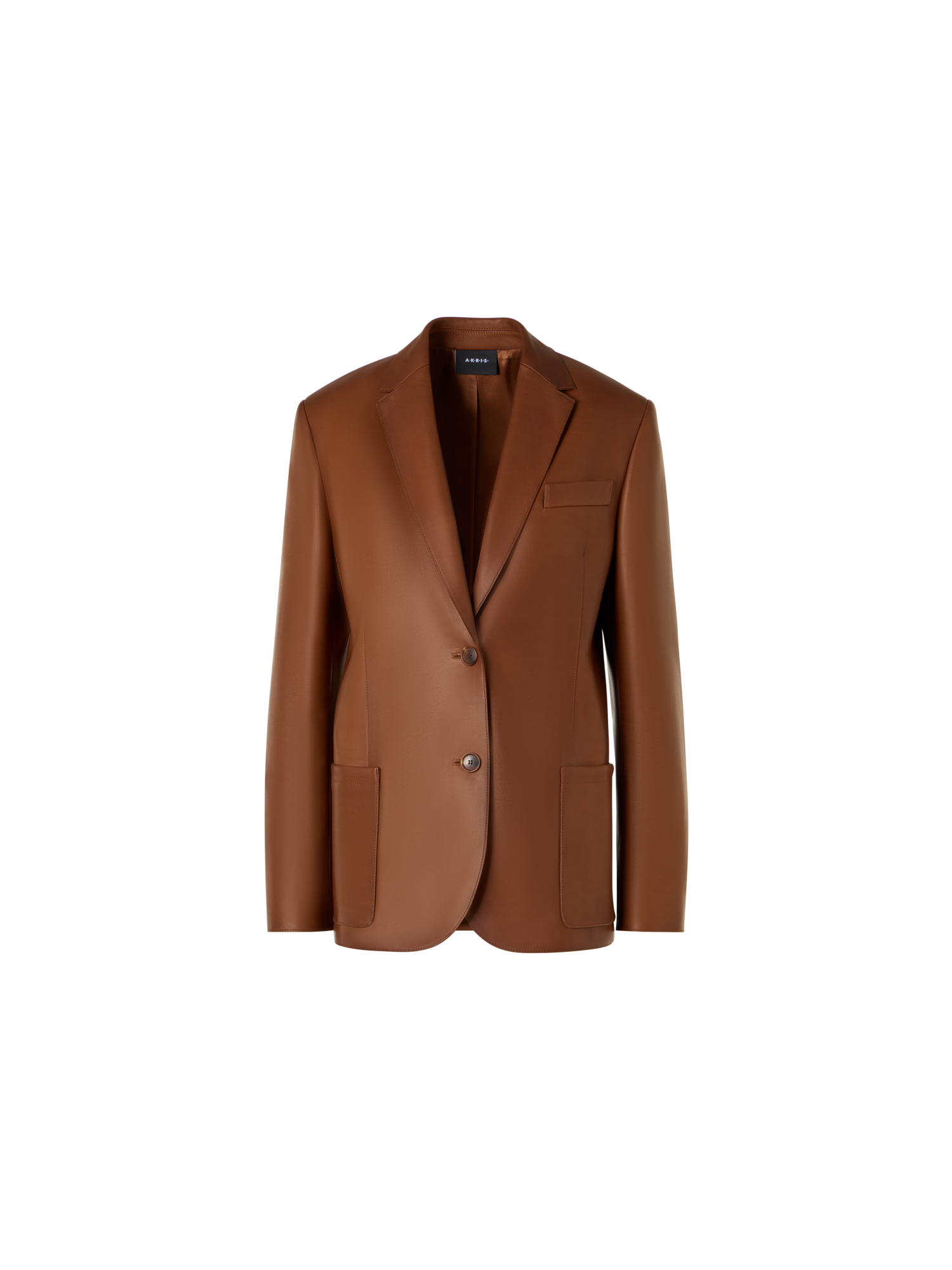 Designer Lässiger Einreiher-Blazer aus Nappaleder - Braun