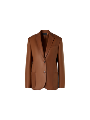Designer Lässiger Einreiher-Blazer aus Nappaleder - Braun