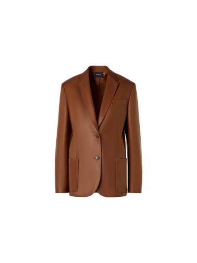 Designer Lässiger Einreiher-Blazer aus Nappaleder - Braun