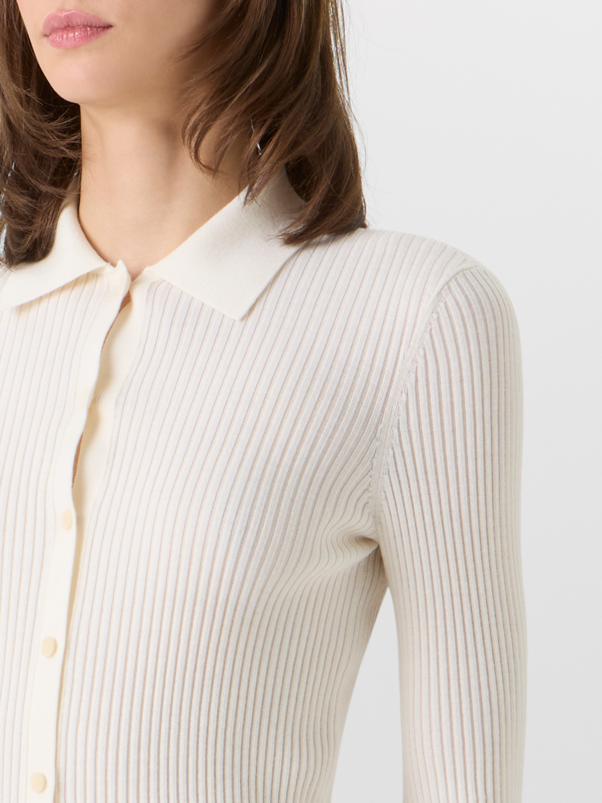 Designer Langärmeliger Strickpullover aus Merinowolle - Ecru #editorial