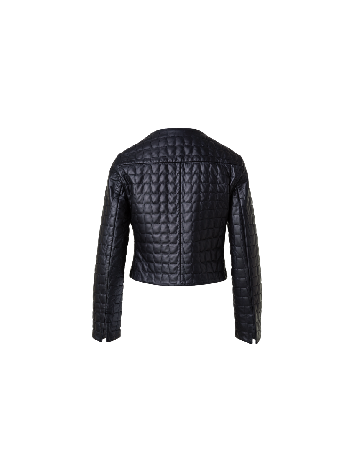 Designer Kurze Lederjacke mit gesteppten Trapezen - Schwarz
