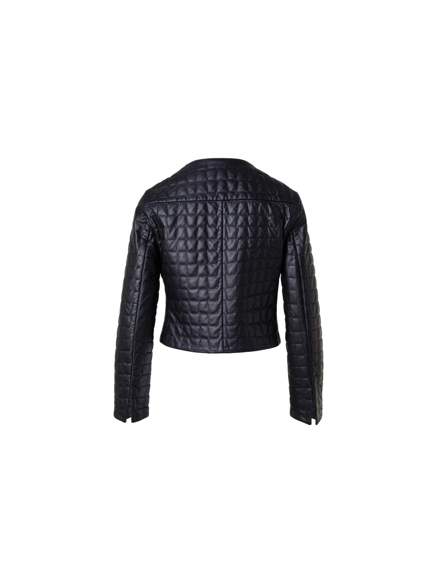 Designer Kurze Lederjacke mit gesteppten Trapezen - Schwarz