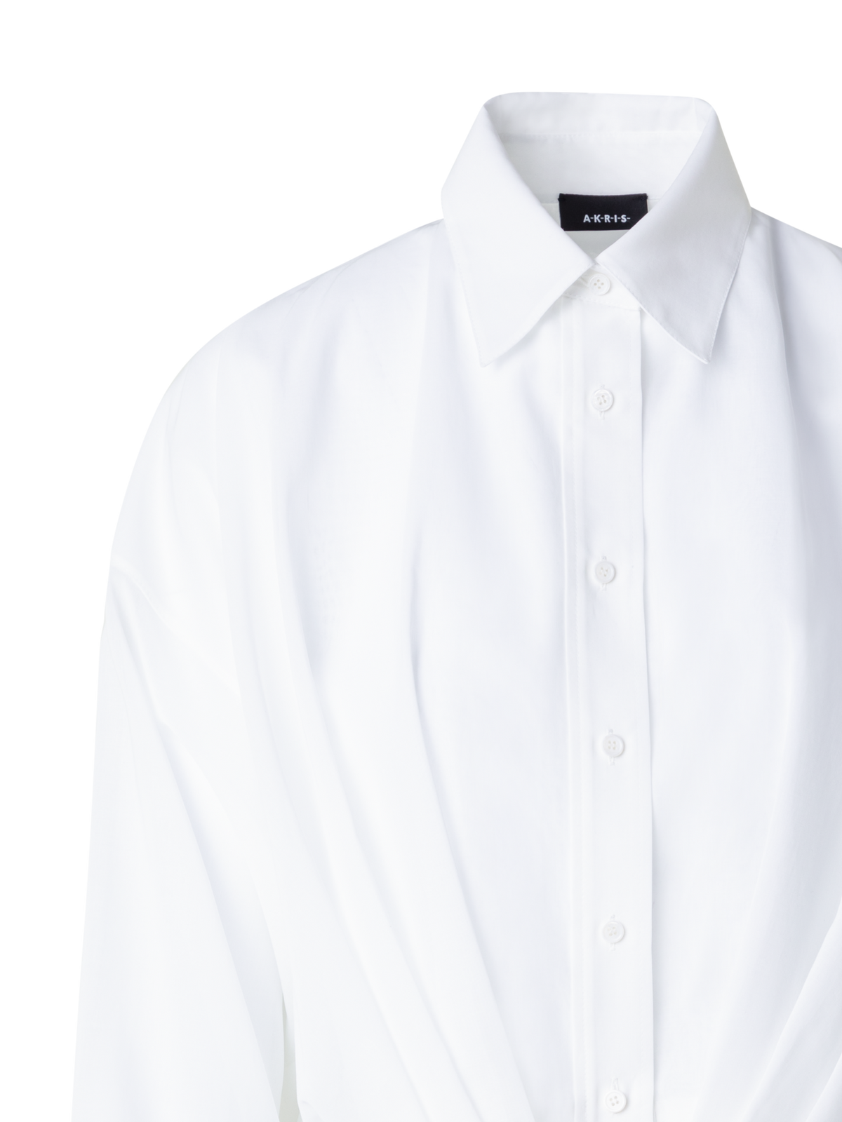 Designer Kurze Baumwoll-Bluse mit weiten Ärmeln - Ecru - Weiss