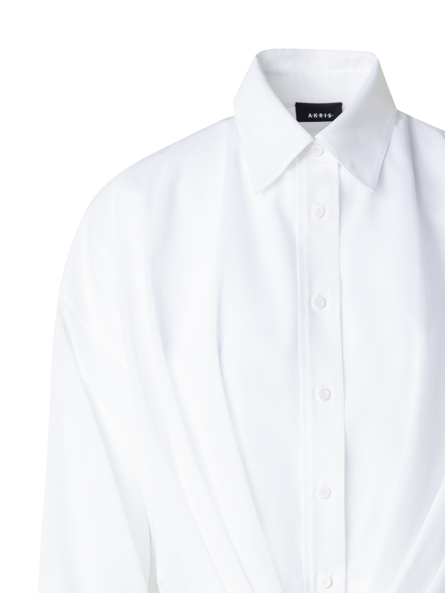 Designer Kurze Baumwoll-Bluse mit weiten Ärmeln - Ecru - Weiss