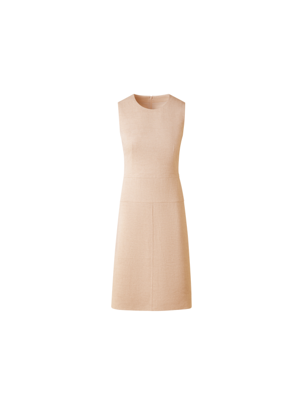 Designer Etuikleid in A-Linie aus Leinen-Doubleface - Beige