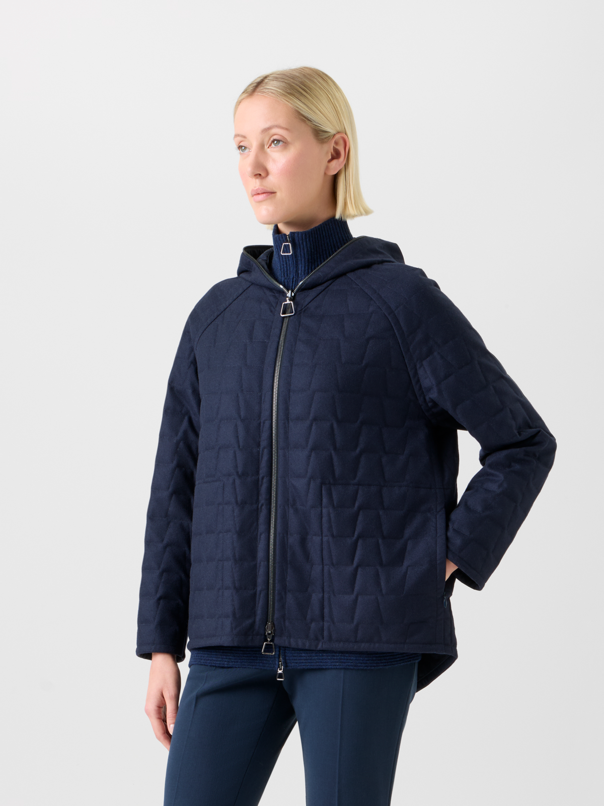 Designer Wende Steppjacke Storm-System® mit Kapuze - Dunkelblau - Blau #editorial