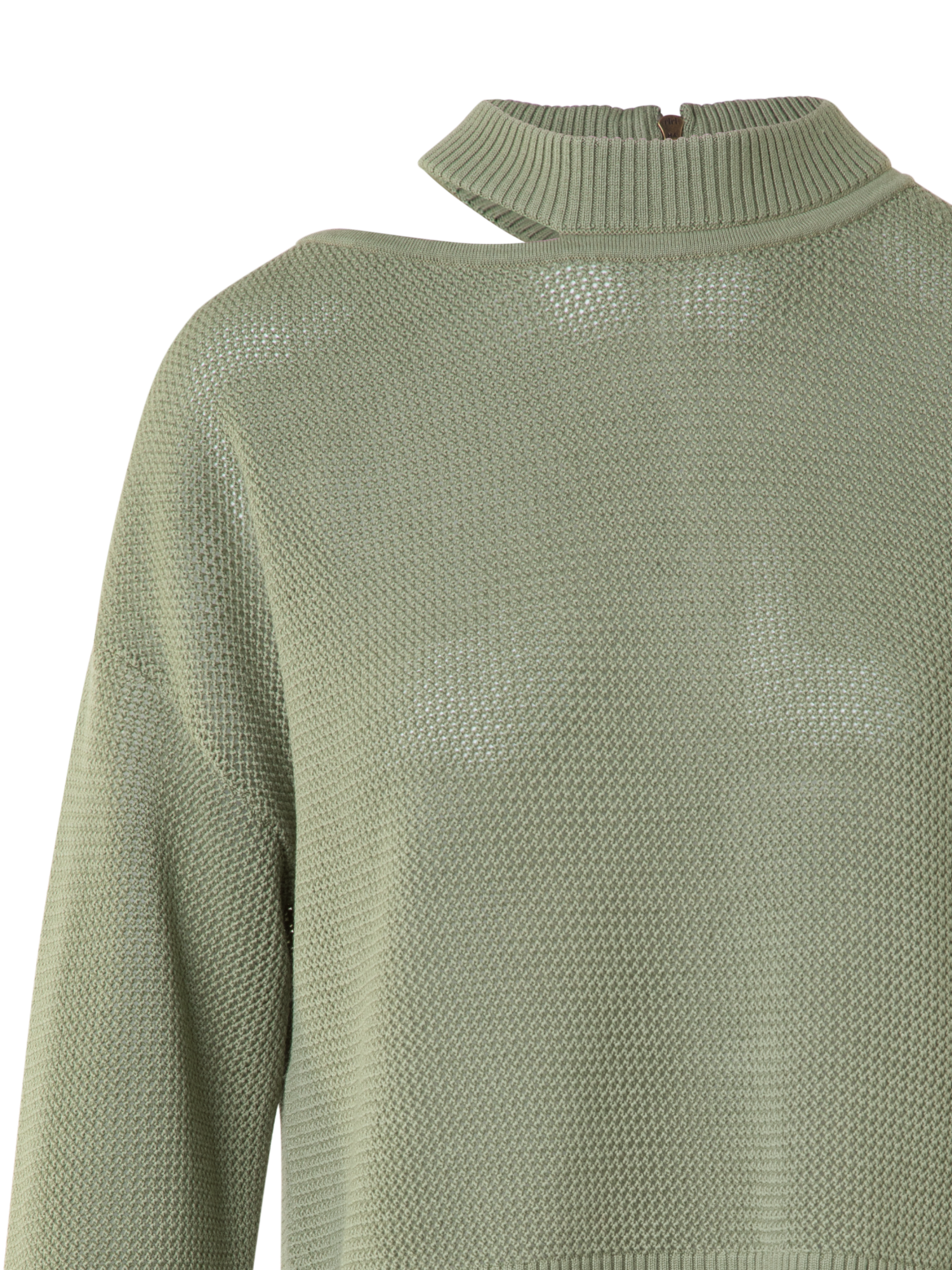Designer Merino Pullover mit Schulterausschnitt - Grün
