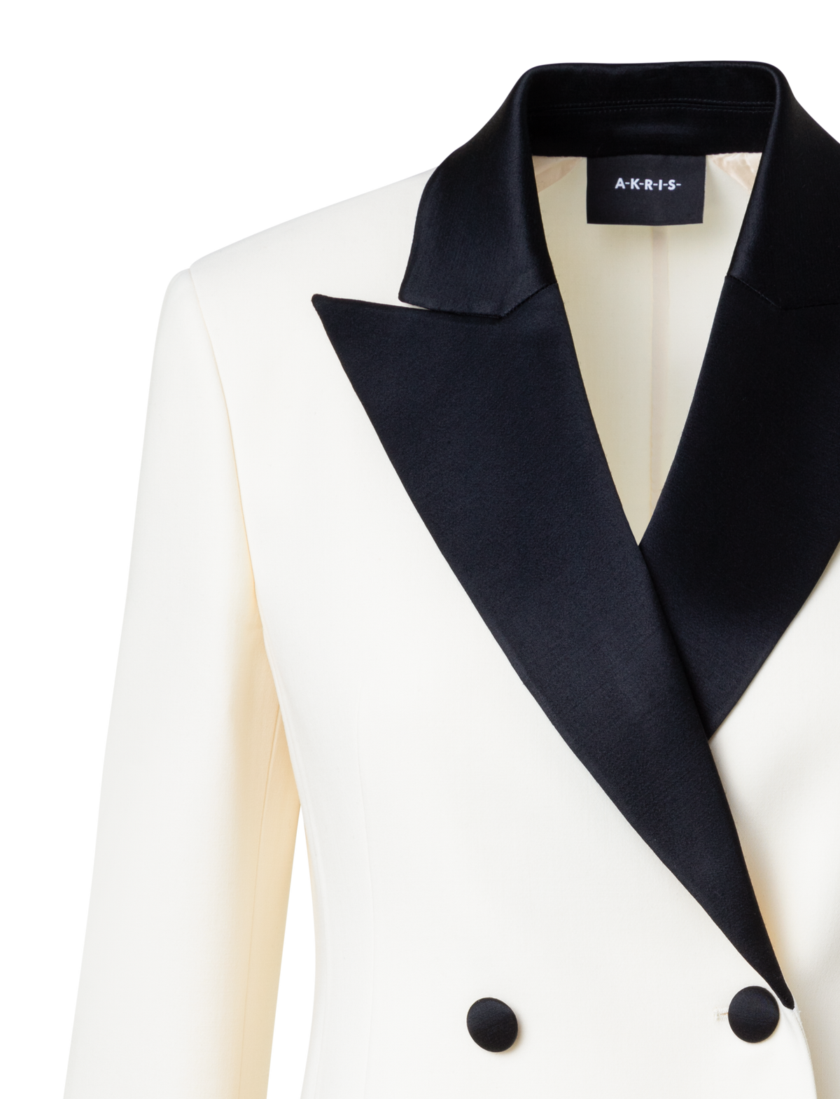 Designer Woll-Doubleface-Blazer mit Kontrast-Kragen - Bunt - Ecru - Weiss