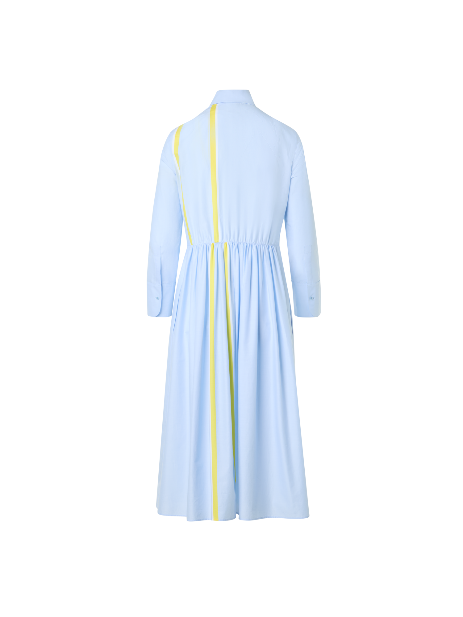 Designer Gestreiftes Midi-Hemdblusenkleid aus Baumwoll-Chambray - Blau - Bunt